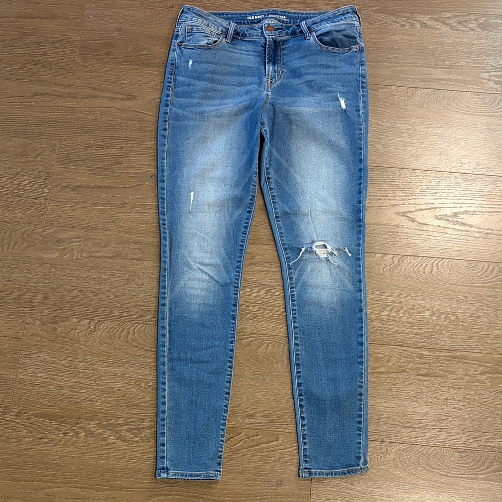 Old Navy Blue Distressed Skinny Jeans